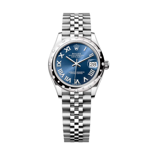 Rolex Datejust 31 278344RBR-0036 Bright Blue Dial Domed Diamond Bezel Jubilee Watch