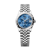 Rolex Datejust 31 278344RBR-0038 Azzurro Blue Floral Dial Domed Diamond Bezel Jubilee Watch