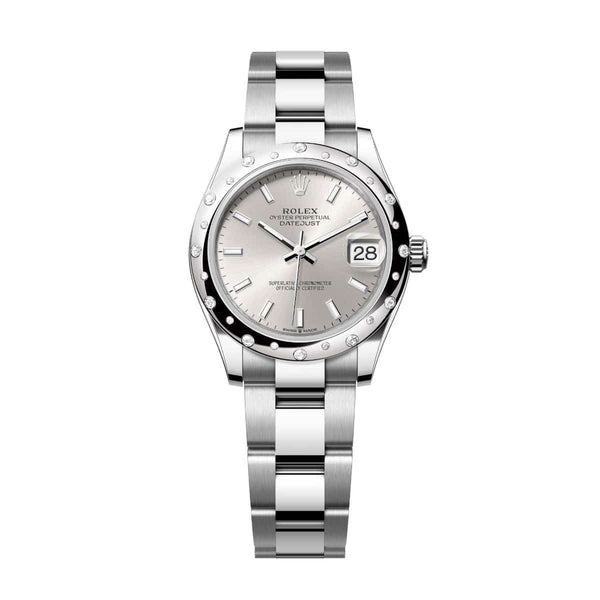 Rolex Datejust 31 278344RBR-0013 Silver Dial Diamond Bezel White Rolesor Oyster Watch