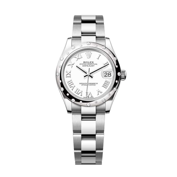 Rolex Datejust 31 278344RBR-0011 White Dial Diamond Bezel White Rolesor Oyster Watch