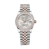 Rolex Datejust 31 278381RBR-0032 Silver Floral Dial Diamond Bezel Everose Rolesor