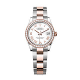 Rolex Datejust 31 278381RBR-0003 White Roman Dial Diamond Bezel Everose Rolesor Oyster Bracelet