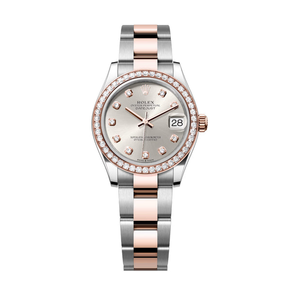 Rolex Datejust 31 278381RBR-0015 Silver Diamond Dial Diamond-Set Bezel Everose Rolesor Oyster Bracelet
