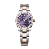 Rolex Datejust 31 278381RBR-0019 Aubergine Roman Dial Diamond Bezel Everose Rolesor Oyster Bracelet