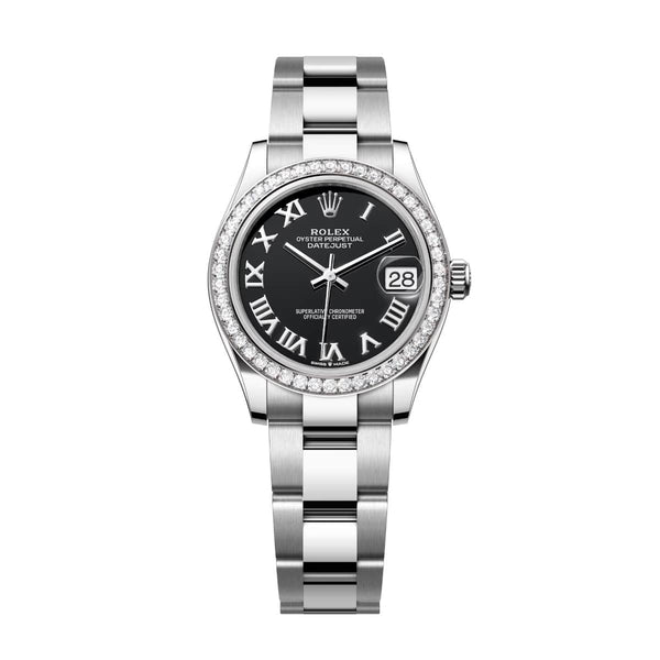 Rolex Datejust 31 278384RBR-0001 Bright Black Dial Diamond Bezel White Rolesor Oyster Watch