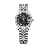 Rolex Datejust 31 278384RBR-0002 Bright Black Roman Numeral Dial Diamond Bezel Jubilee Watch