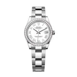 Rolex Datejust 31 278384RBR-0013 White Roman Numeral Dial Diamond Bezel Oyster Watch