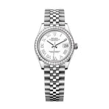 Rolex Datejust 31 278384RBR-0014 White Roman Numeral Dial Diamond Bezel Jubilee Watch