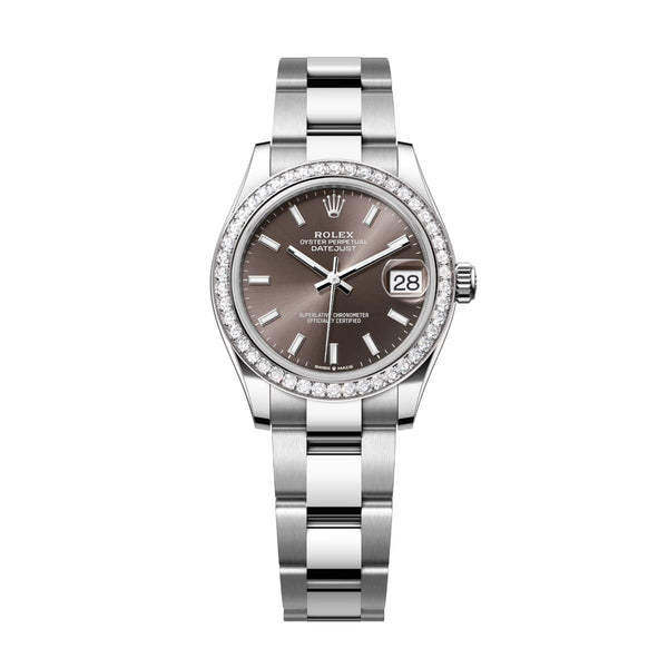 Rolex Datejust 31 278384RBR-0019 Dark Grey Dial Diamond Bezel White Rolesor Oyster Watch