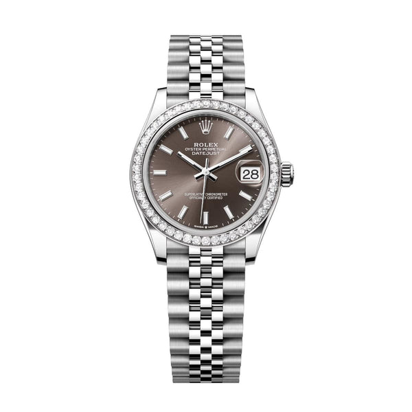 Rolex Datejust 31 278384RBR-0020 Dark Grey Dial Diamond Bezel Jubilee Watch