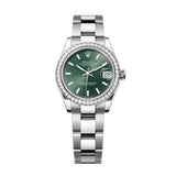 Rolex Datejust 31 278384RBR-0021 Mint Green Dial Diamond Bezel Oyster White Rolesor Watch