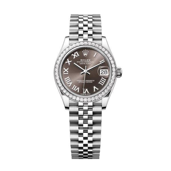 Rolex Datejust 31 278384RBR-0026 Dark Grey Dial Diamond Bezel Jubilee Watch