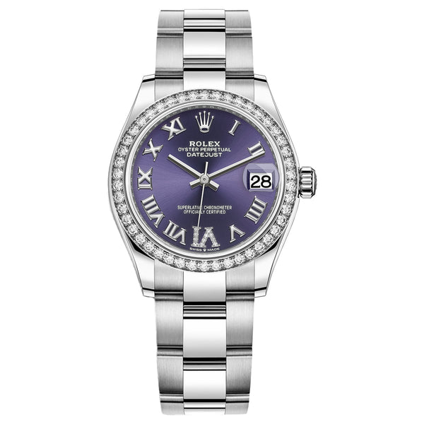 Rolex Datejust 31 278384RBR-0029 Aubergine Diamond Dial Oyster Bracelet White Rolesor Watch