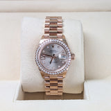 Rolex Lady-Datejust 279135RBR 28mm Everose Gold Sundust Star Diamond Dial with President Bracelet