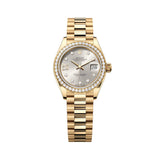 Rolex Lady-Datejust 279138RBR-0001 Silver Diamond Dial 28mm 18kt Yellow Gold President Bracelet Watch