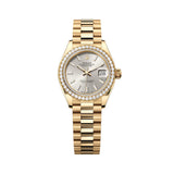 Rolex Lady-Datejust 279138RBR-0005 Silver Dial 28mm 18kt Yellow Gold President Bracelet Watch