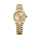 Rolex Lady-Datejust 279138RBR-0014 Champagne Dial 28mm 18kt Yellow Gold President Bracelet Watch