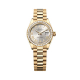 Rolex Lady-Datejust 279138RBR-0017 28mm Silver Dial Diamond Bezel President Bracelet 18kt Yellow Gold