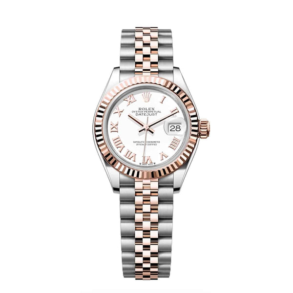 Rolex Lady-Datejust 279171-0021 28mm White Roman Dial Jubilee Everose Rolesor