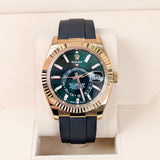 Rolex Sky-Dweller 336238-0004 42mm Yellow Gold Green Dial Oysterflex