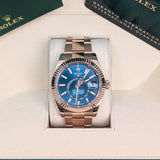 Rolex Sky-Dweller 336935-0001 42mm 18k Everose Gold Blue-Green Dial