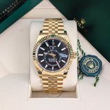 Rolex Sky-Dweller 336938-0005 42mm Yellow Gold Black Dial Jubilee Bracelet