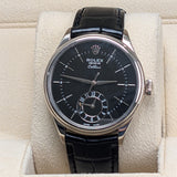 Rolex Cellini Dual Time 50529 18kt White Gold 39mm Black Dial Watch