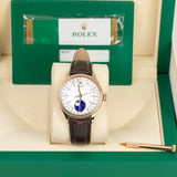 Rolex Cellini Moonphase 50535 White Dial 18kt Everose Gold 39mm Watch