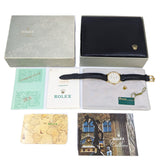 Rolex Cellini 5112/8 32mm 18K Yellow Gold White Roman Dial Black Leather Strap