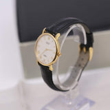 Rolex Cellini 5112/8 32mm 18K Yellow Gold White Roman Dial Black Leather Strap
