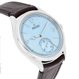 Rolex 1908 52506-0002 Ice Blue Dial Platinum 39mm Alligator Leather Strap Watch