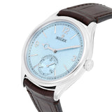 Rolex 1908 52506-0002 Ice Blue Dial Platinum 39mm Alligator Leather Strap Watch