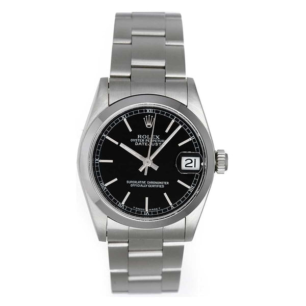 Rolex Datejust 31mm Reference 68240 Black Stick Dial Stainless Steel Oyster Bracelet
