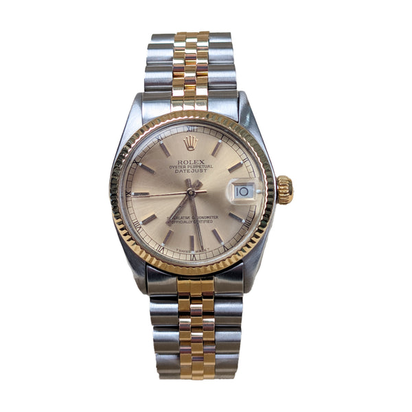 Rolex Datejust 6827 31mm 18k Yellow Gold and Stainless Steel Champagne Dial