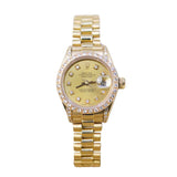 Rolex Datejust 6917 26mm Yellow Gold Watch with Aftermarket Champagne Diamond Dial, Bezel, Lugs and Bracelet