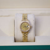 Rolex Datejust 6917 26mm Yellow Gold Watch with Aftermarket Champagne Diamond Dial, Bezel, Lugs and Bracelet