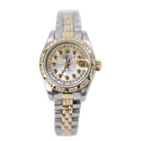 Rolex Datejust 69173 26mm Two-Tone 18k Yellow Gold & Stainless Steel Aftermarket MOP Diamond Dial