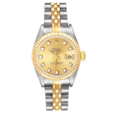 Rolex Datejust 69173 26mm Two-Tone 18k Yellow Gold & Steel Champagne Diamond Dial
