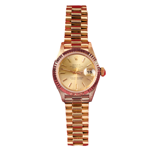Rolex Lady-Datejust 69178 18K Yellow Gold President Champagne Dial 26mm