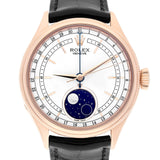 Rolex Cellini Moonphase 50535-0002 39mm 18K Rose Gold White Dial Watch 2019