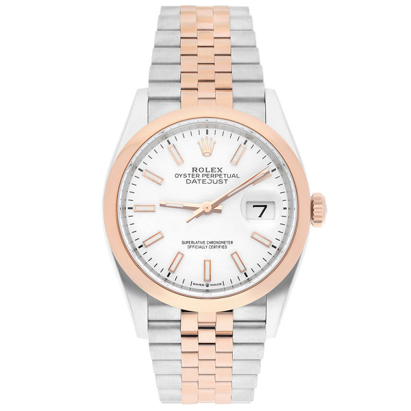 Rolex Datejust 36 Reference 126201 White Index Dial Stainless Steel and 18kt Rose Gold Jubilee Bracelet
