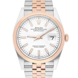 Rolex Datejust 36 Reference 126201 White Index Dial Stainless Steel and 18kt Rose Gold Jubilee Bracelet