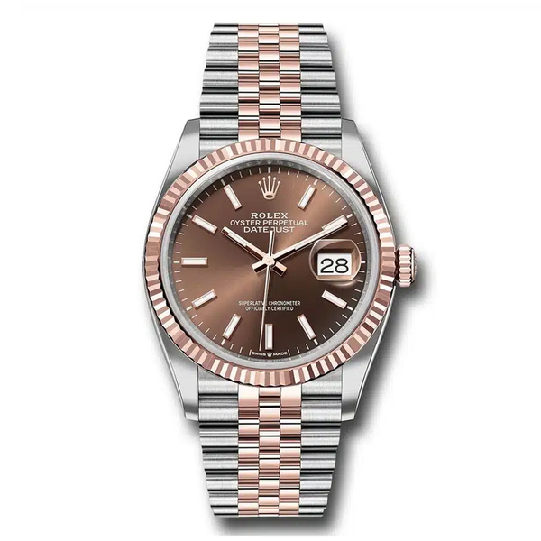 Rolex Datejust 126231-0043 36mm Everose Rolesor Jubilee Bracelet Chocolate Dial Watch