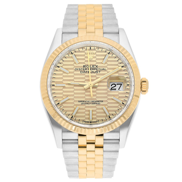 Rolex Datejust 36 Ref. 126233-0039 Champagne Fluted Motif Dial Two-Tone Jubilee Bracelet 2023