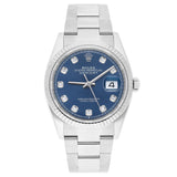 Rolex Datejust 126234-0038 36mm Blue Diamond Dial Fluted Bezel Stainless Steel Oyster Bracelet Watch 2020