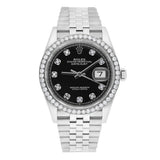 Rolex Datejust 126234 36mm Stainless Steel Black Diamond Dial Jubilee Watch