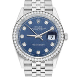 Rolex Datejust 36 126284RBR-0029 Bright Blue Dial Diamond Bezel Jubilee Bracelet Stainless Steel