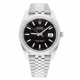 Rolex Datejust 41 Black Dial Jubilee Bracelet Steel Watch Ref 126300