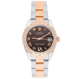 Rolex Ladies Datejust 31mm Reference 178341-0010 Chocolate Dial Diamond Bezel Stainless Steel and 18kt Rose Gold