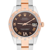 Rolex Ladies Datejust 31mm Reference 178341-0010 Chocolate Dial Diamond Bezel Stainless Steel and 18kt Rose Gold